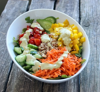 Fresh Salad with Tahini Avocado Dressing