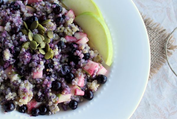 millet blueberry and apple breakfast bowl