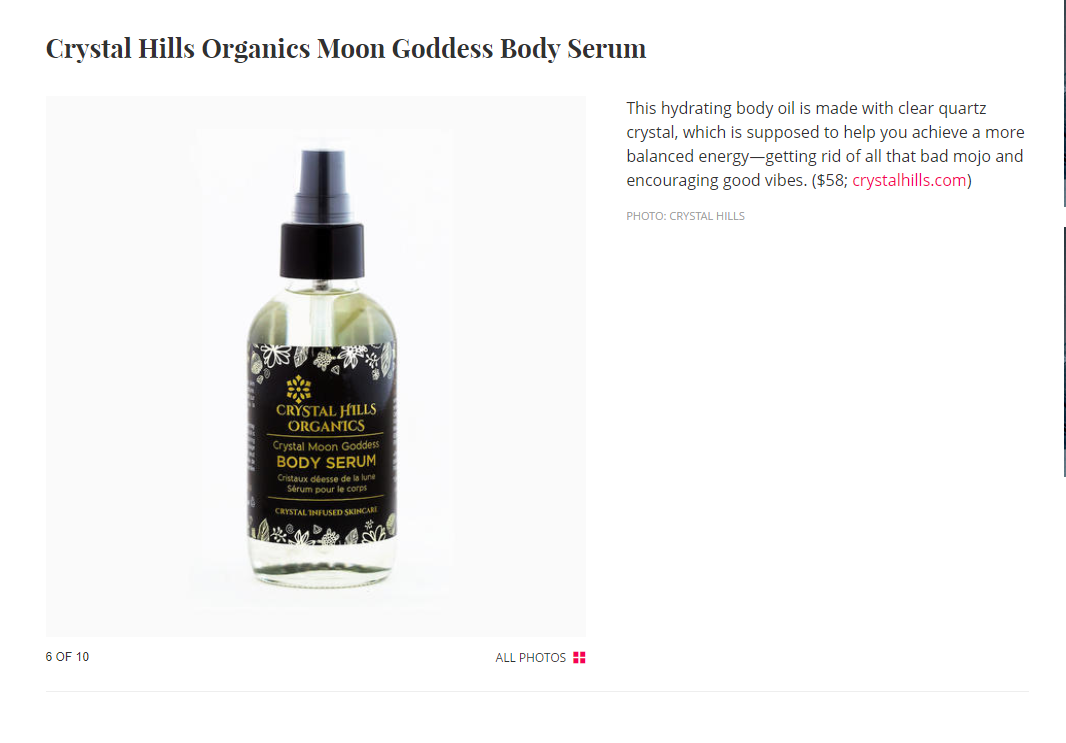 Shape Magazine features Crystal Hills, Crystal Moon Goddess