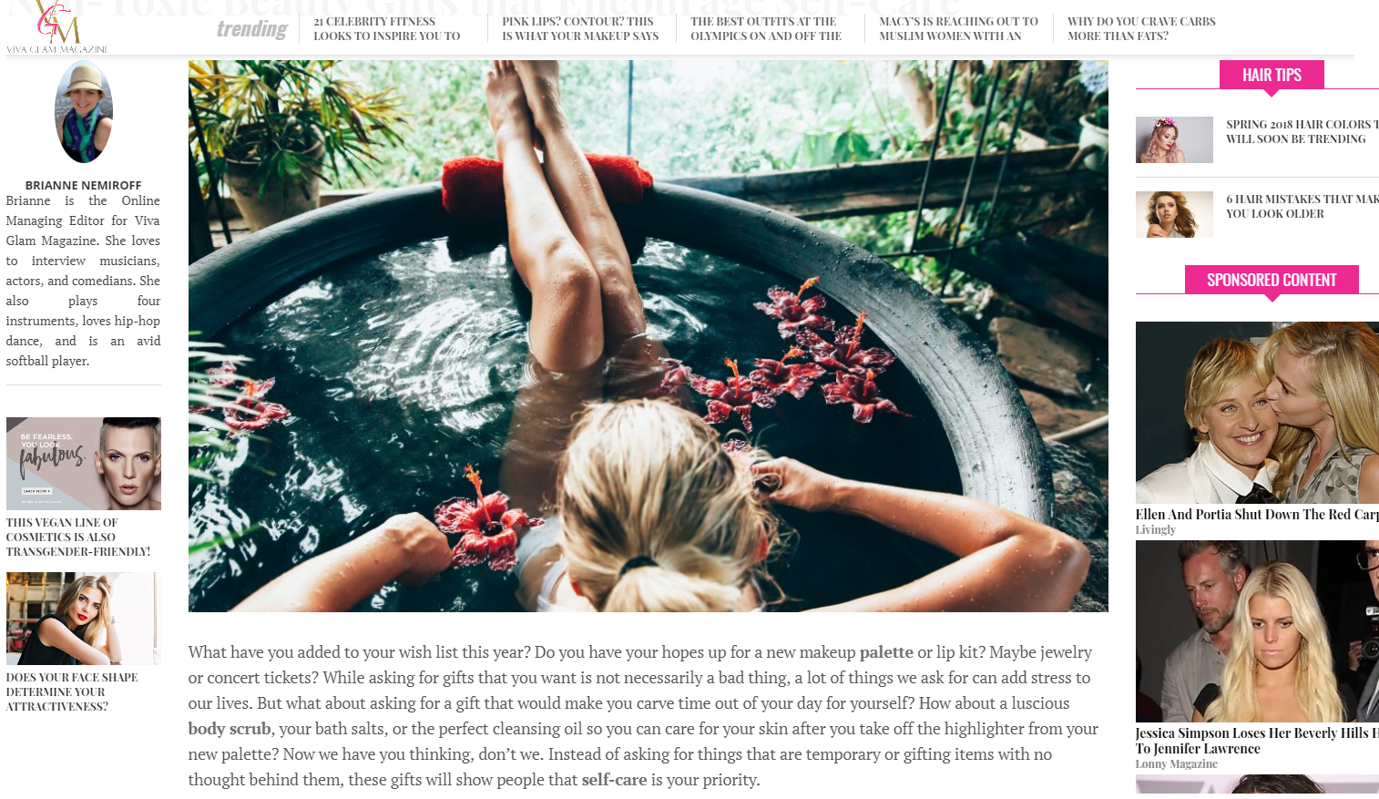 Viva Glam Magazine features Crystal Hills Organics, Crystal Love Bath Salts