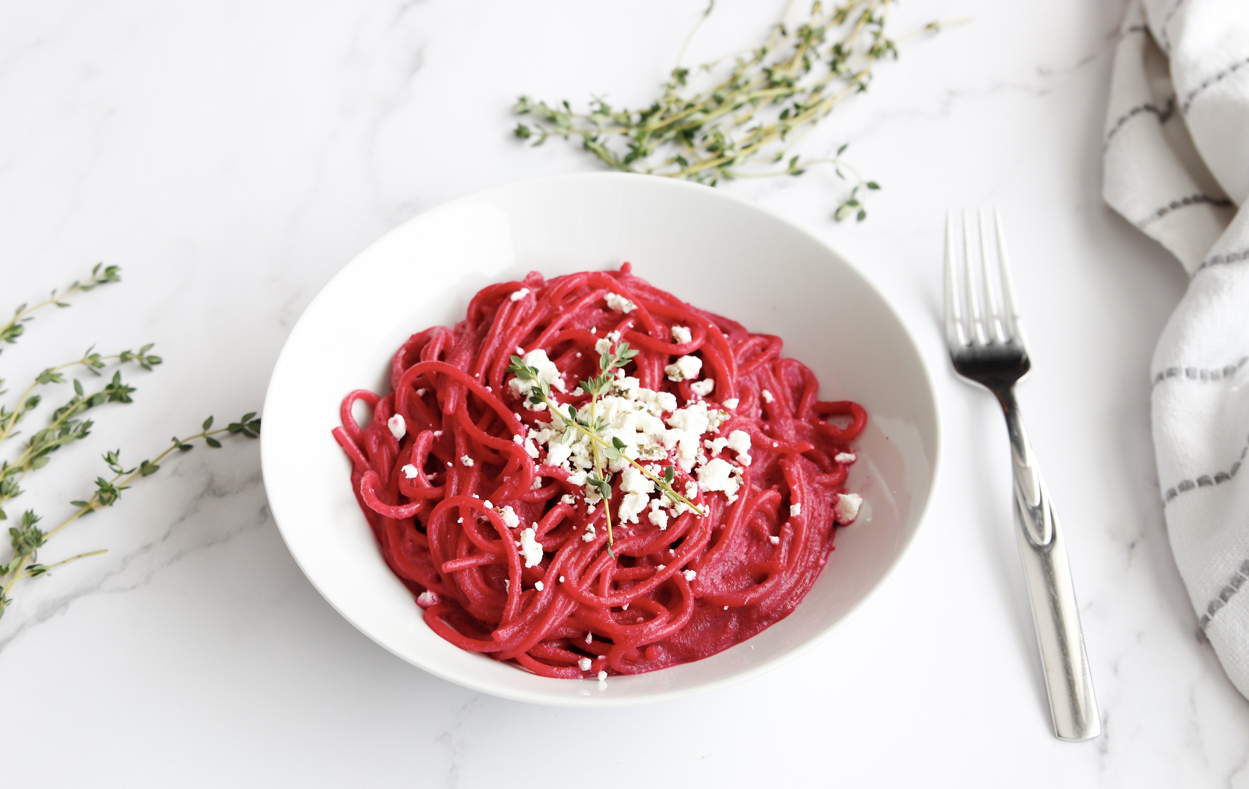Beet and Goat Cheese Thyme Pasta
