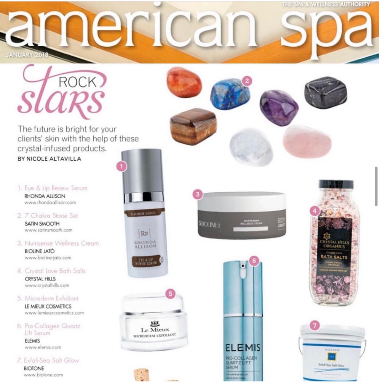 Crystal Hills Organics in American Spa Magazine