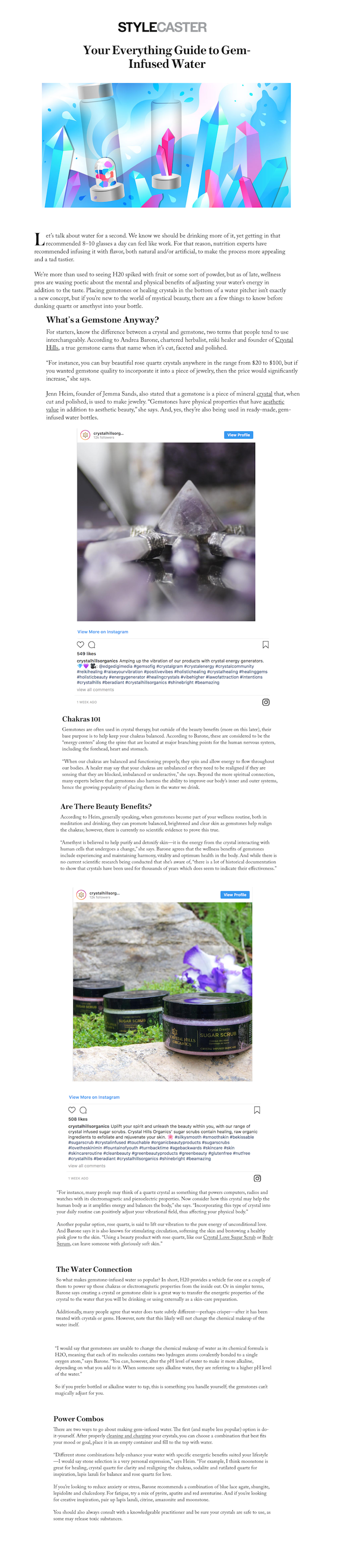 Stylecaster asks for expert commentary from Andrea Barone from Crystal Hills Organics