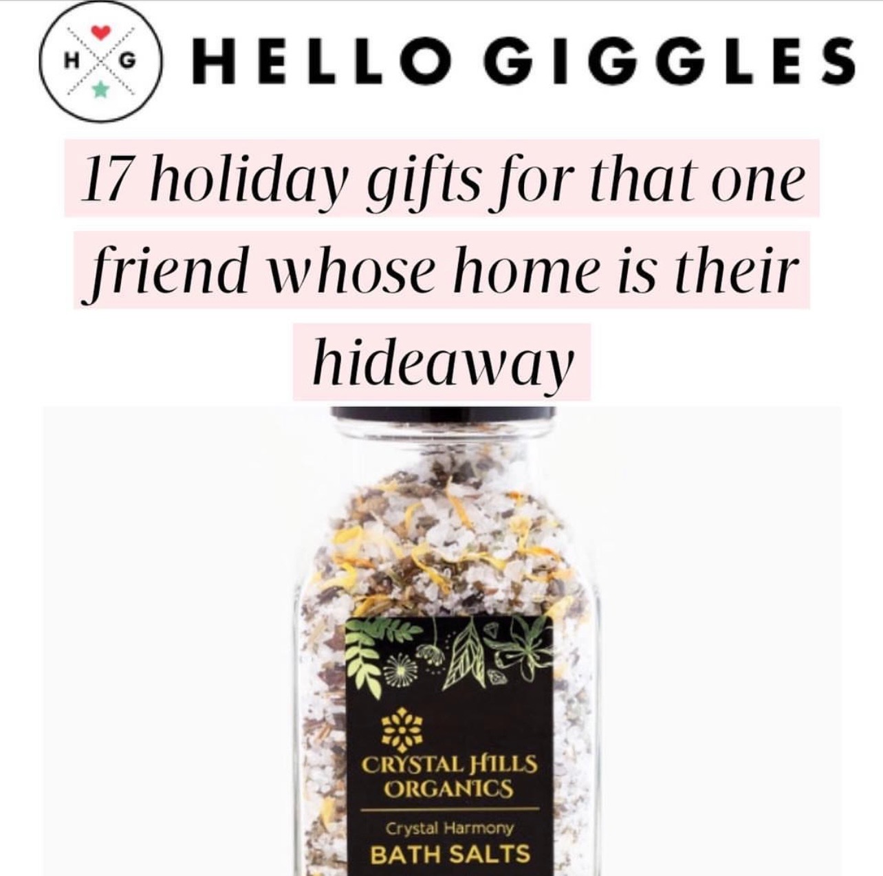Hello Giggles features Crystal Hills Organics