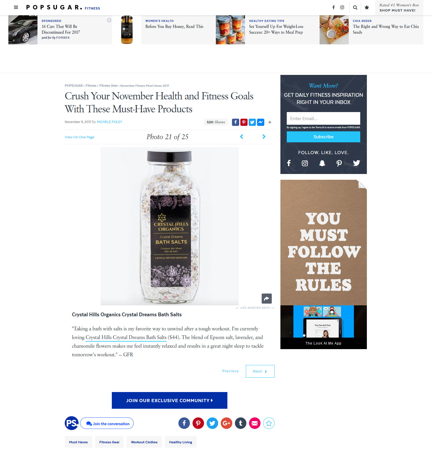 Popsugar features Crystal Hills Organics